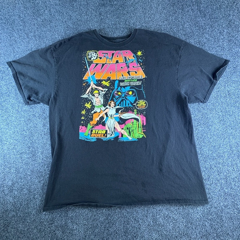 Mad Engine Star Wars T Shirt Mens 2XL Black Luke Skywalker Darth Vader Star Duel